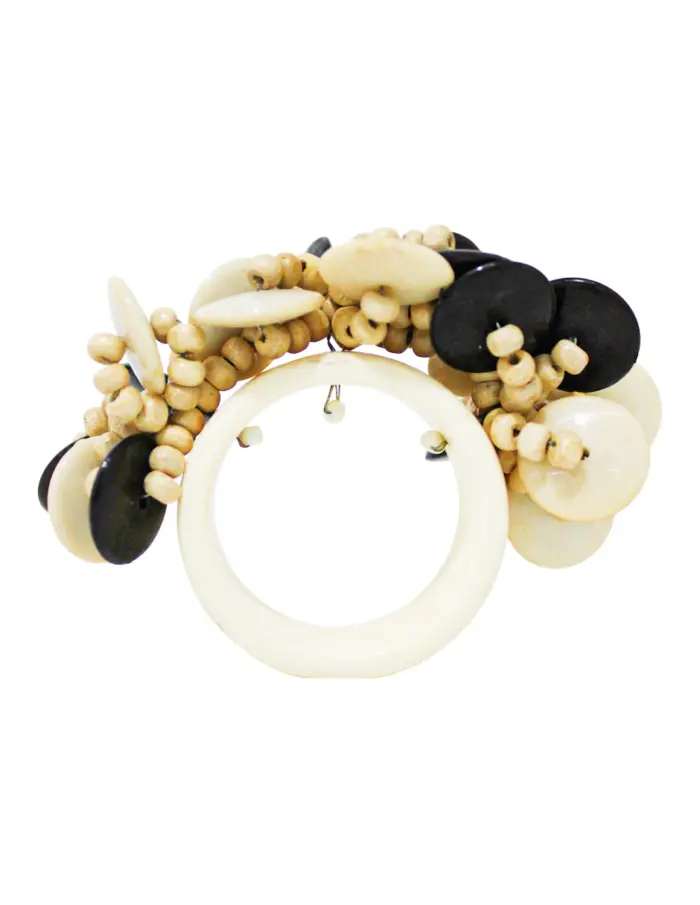 Juego de 4 servilleteros con cuentas negras con crema de 6cm - Image 2