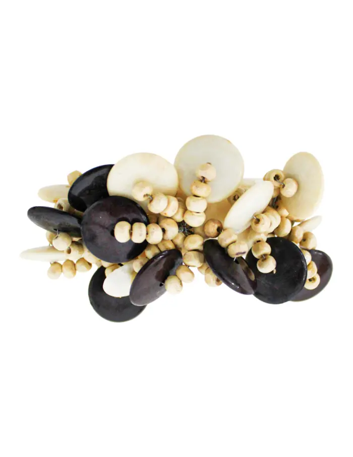 Juego de 4 servilleteros con cuentas negras con crema de 6cm - Image 3