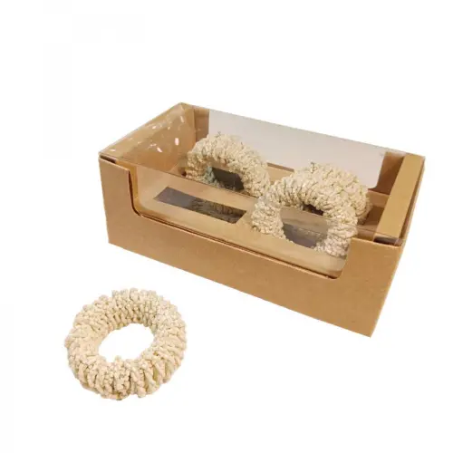 Juego de 4 servilleteros con chaquiras blancas de 6cm