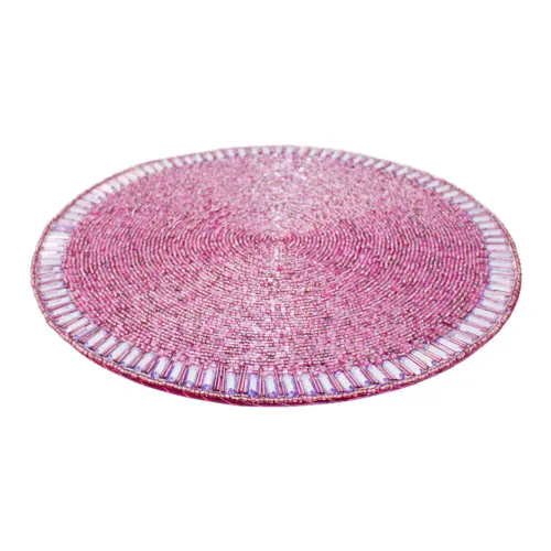 Mantel individual bordado de chaquiras lila de 35cm