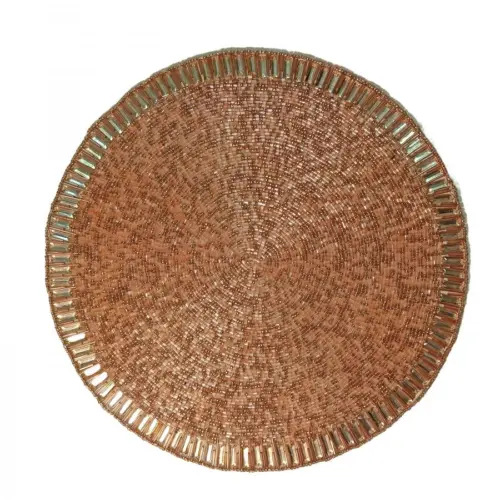 Mantel individual bordado de chaquiras palo de rosa de 35cm