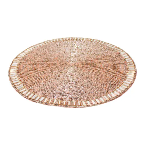 Mantel individual bordado de chaquiras palo de rosa de 35cm