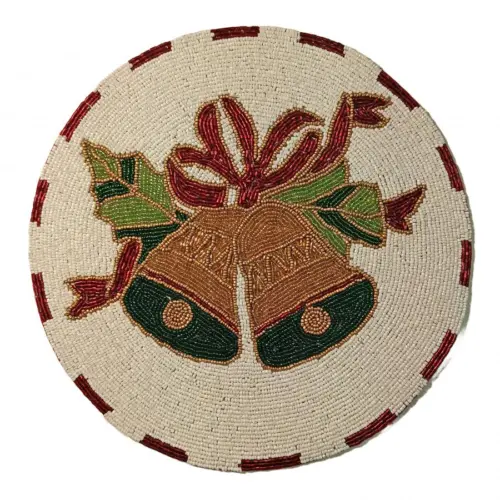 Mantel individual bordado de chaquiras diseño campanas de 35cm