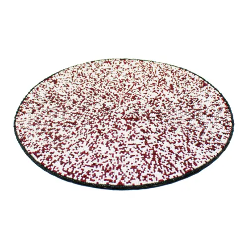 Mantel individual bordado de chaquiras rojo con blanco de 35cm