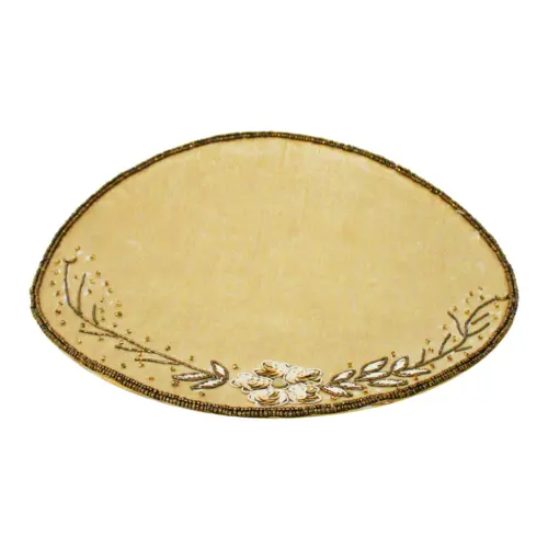Mantel individual con diseño bordado dorado de 35cm