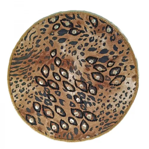 Mantel individual estampado leopardo bordado de 35cm