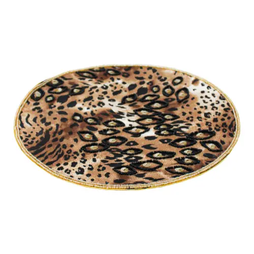 Mantel individual estampado leopardo bordado de 35cm