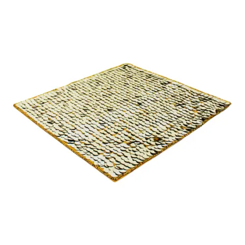 Mantel individual cuadrado bordado de lentejuelas doradas de 35x35cm