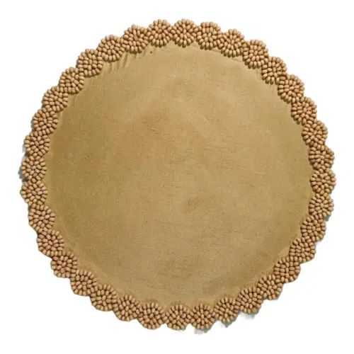 Mantel individual de yute con cuentas de maderade 35cm