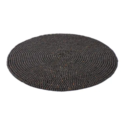 Mantel individual bordado con cuentas de madera cafe de 35cm