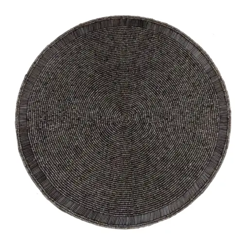 Mantel individual bordado de chaquiras humo de 35cm