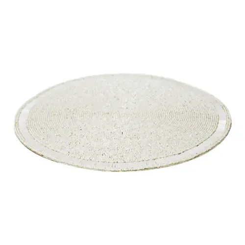 Mantel individual bordado de chaquiras blancas de 35cm