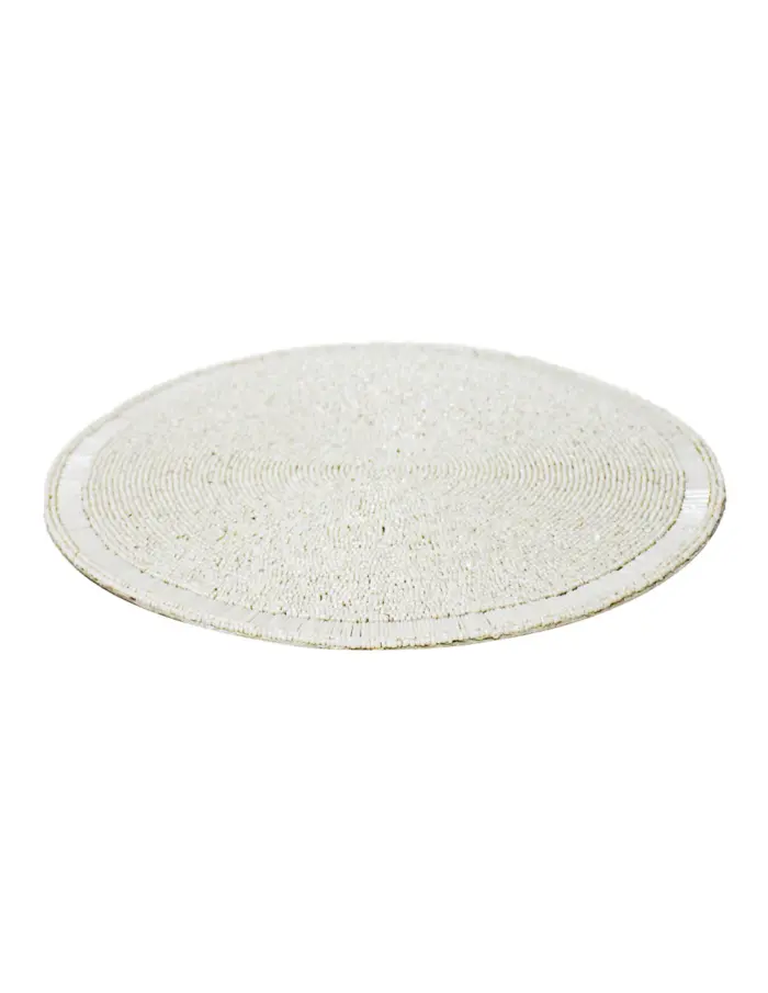 Mantel individual bordado de chaquiras blancas de 35cm - Image 2