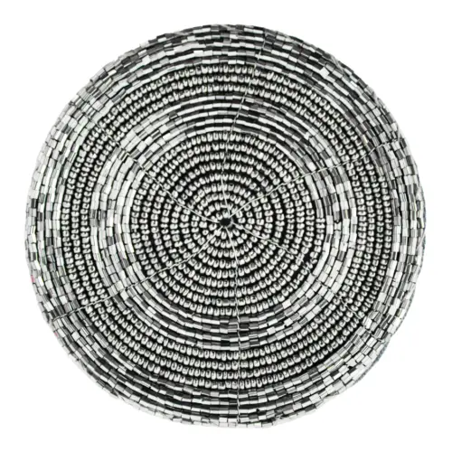 Juego de 4 portavasos bordados de chaquiras humo de 10cm