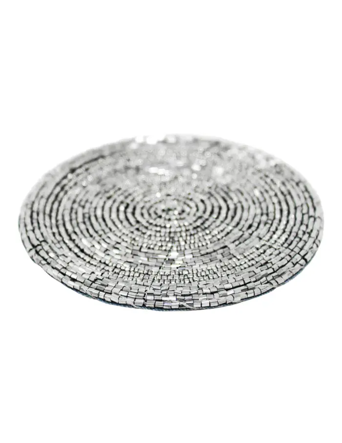Juego de 4 portavasos bordados de chaquiras humo de 10cm - Image 3