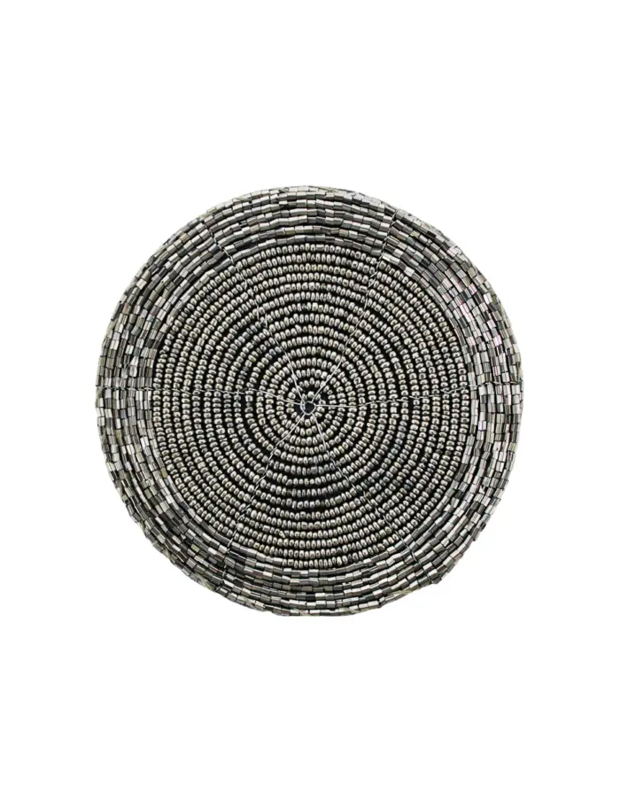 Juego de 4 portavasos bordados de chaquiras gris claro de 10cm - Image 2