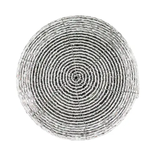 Juego de 4 portavasos bordados de chaquiras plateadas de 10cm