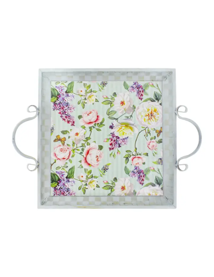Charola metálica diseño flores - Image 2