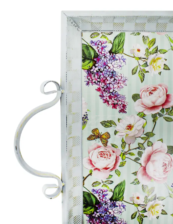 Charola metálica diseño flores - Image 3