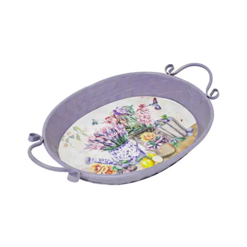 Charola de metal oval