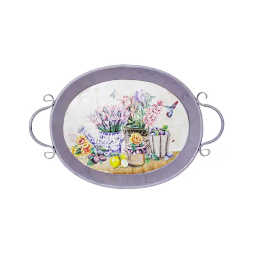 Charola de metal oval