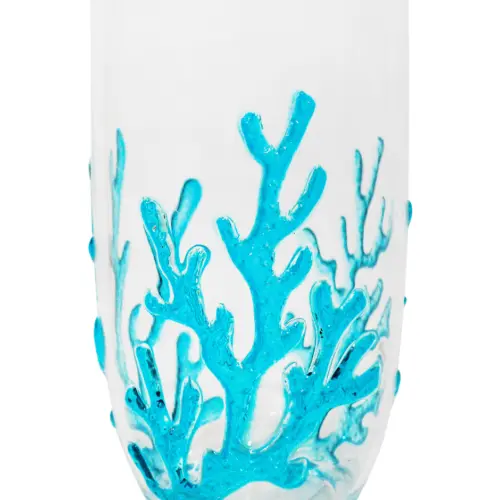 Vaso de acrilico diseño coral azul de 8x14cm