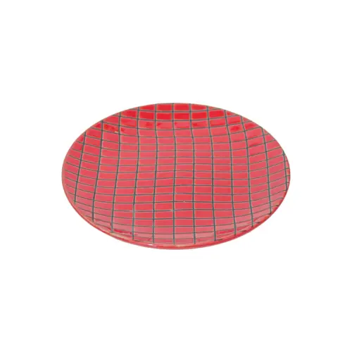 Plato de porcelana rojo diseño cuadros de 15.4×15.4×1.8cm