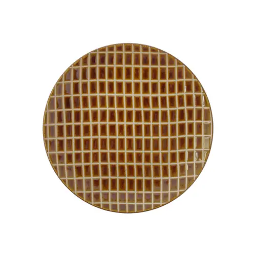 Plato de porcelana cafe diseño cuadros de 15.4×15.4×1.8cm