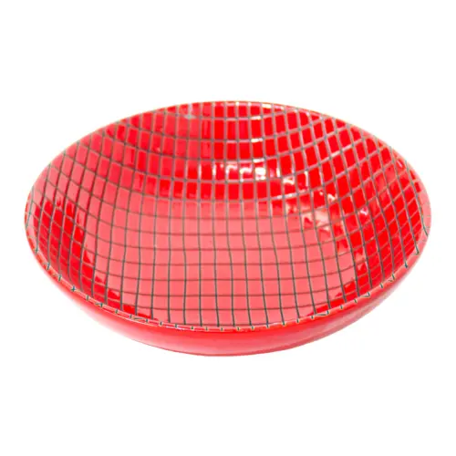 Bowl de porcelana rojo diseño cuadros de 19.5×19.5×5.4cm