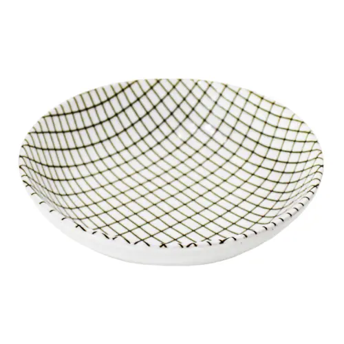 Bowl de porcelana blanco diseño cuadros de 19.5×19.5×5.4cm