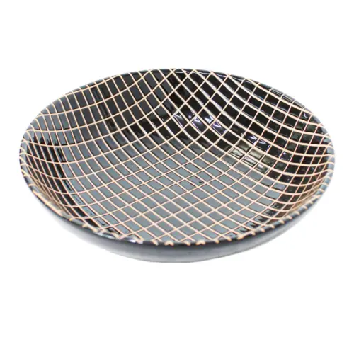 Bowl de porcelana negro diseño cuadros de 19.5×19.5×5.4cm