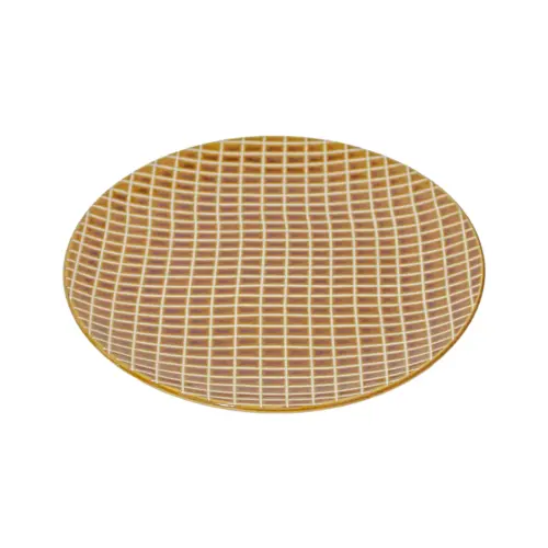 Plato de porcelana cafe diseño cuadros de 22.5×22.5×2.3cm