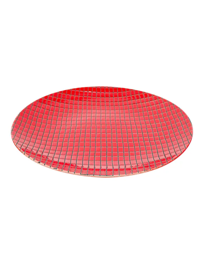Plato de porcelana diseño rojo con líneas negras de 26.8x26.8x2.9cm - Image 2