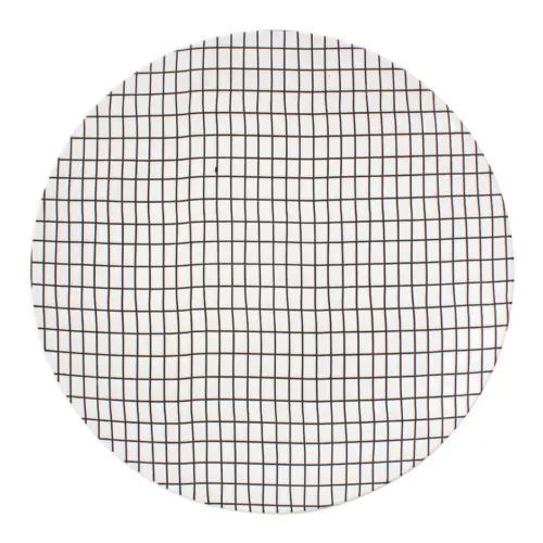 Plato de porcelana blanco con líneas negras de 26.8×26.8×2.9cm
