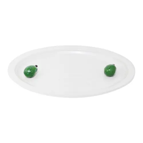 Plato de porcelana ovalado con higo verde de 35.9×25.7×4.1cm