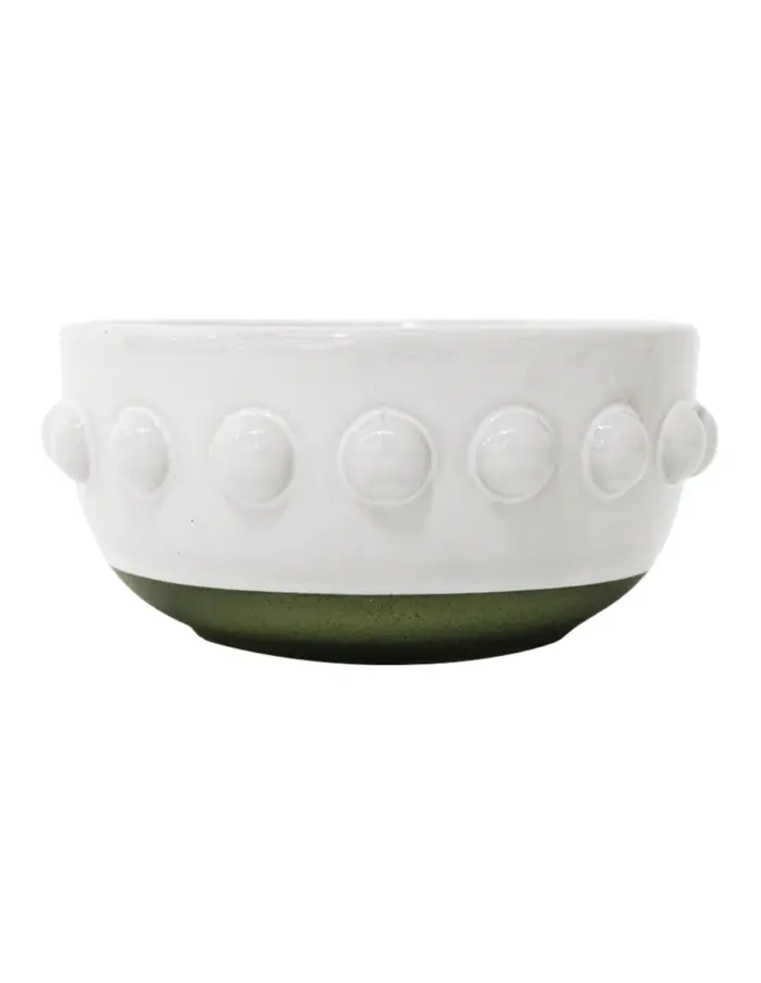 Bowl de porcelana blanca con bolitas en la orilla de 13.2x13.2x6.3cm - Image 2