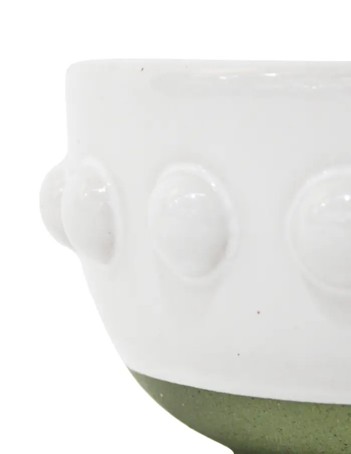 Bowl de porcelana blanca con bolitas en la orilla de 13.2x13.2x6.3cm - Image 3