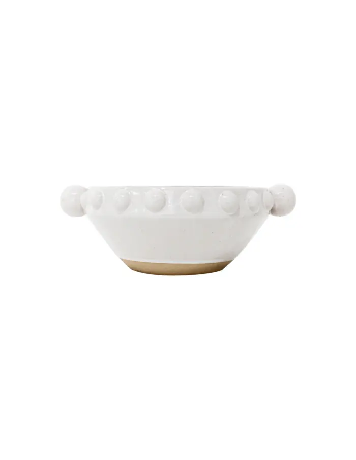 Bowl de porcelana blanca con bolitas en la orilla de 18.9x15.7x7cm - Image 2