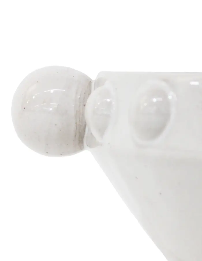 Bowl de porcelana blanca con bolitas en la orilla de 18.9x15.7x7cm - Image 3