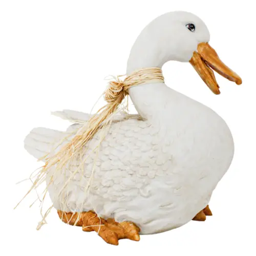 Pato de resina marfil de 37x21x35cm