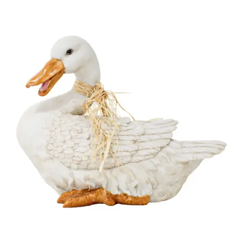 Pato de resina marfil de 37x21x35cm