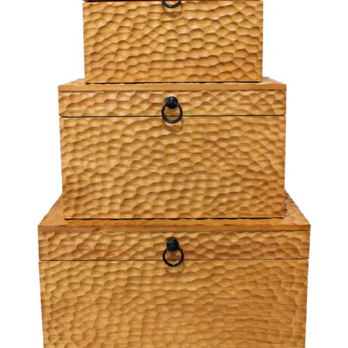 Juego de 3 baúles de madera natural de 48x30x29/40x25x24/32x20x19cm