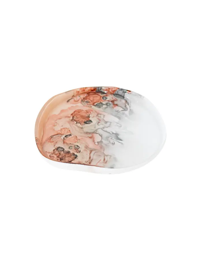 Plato de vidrio con borde marrón y crema opaco con blanco de 18cm - Image 2