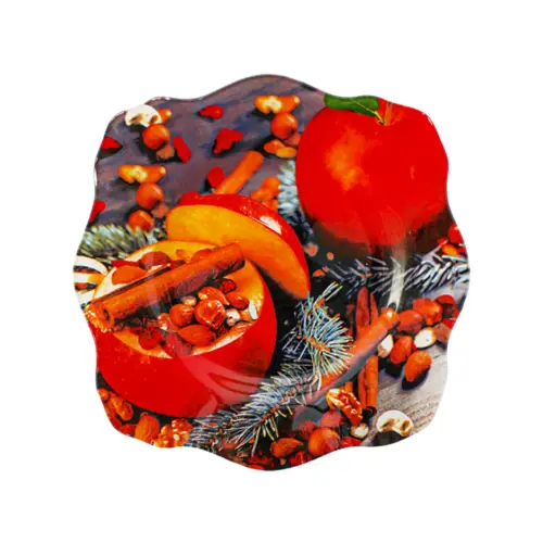Plato cuadrado ondulado diseño manzanas de 25.3×25.5×2.1cm