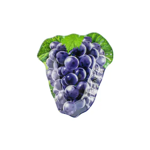 Plato de vidrio diseño uva morada de 14.7×17.2x2cm