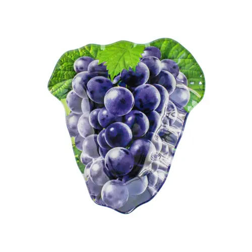 Plato de vidrio diseño uva morada de 13×14.7×2.1cm