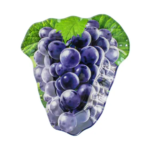 Plato de vidrio diseño uva morada de 18.6×20.4×2.3cm