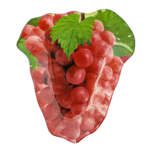 Plato de vidrio diseño forma de uva roja de 14.7×17.2x2cm