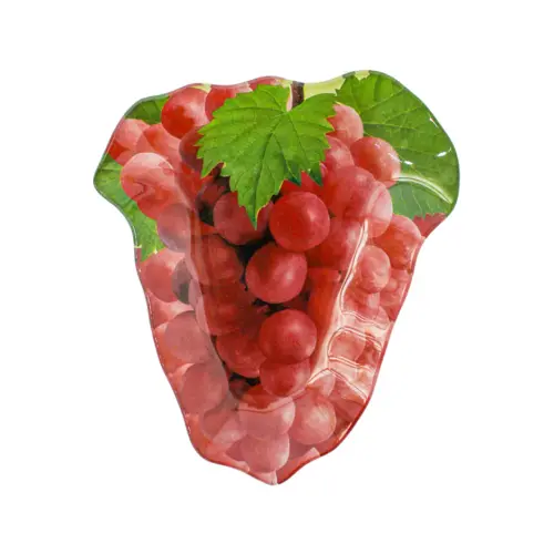 Plato de vidrio diseño forma de uva roja de 13×14.7×2.1cm