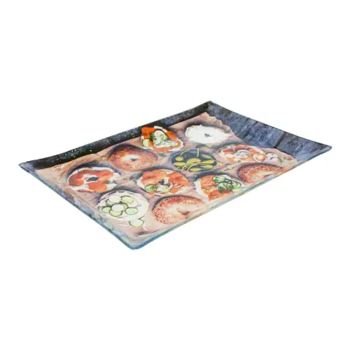 Plato de vidrio rectangular diseño bocadillos de 30x20x2.4cm